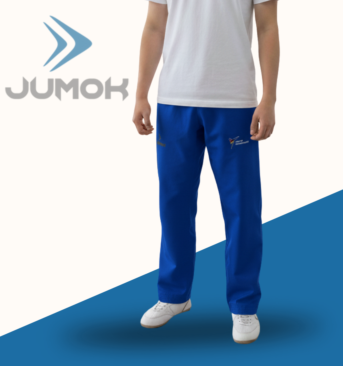 JUMOK FİGHTER MAVİ TAEKWONDO ANTREMAN PANTALONU